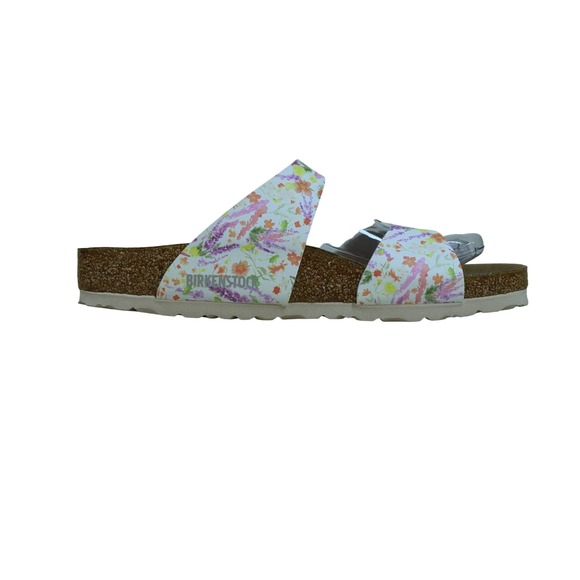 Birkenstock Sydney Watercolor Sandals Women 9 40 White Floral Print Double Strap - Picture 6 of 9